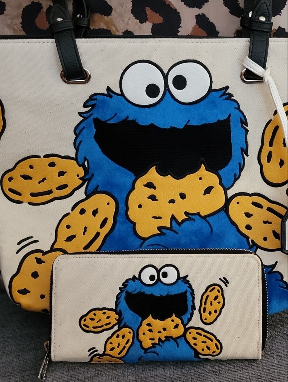 Loungefly Cookie Monster 50th Anniversary Tote and Wallet